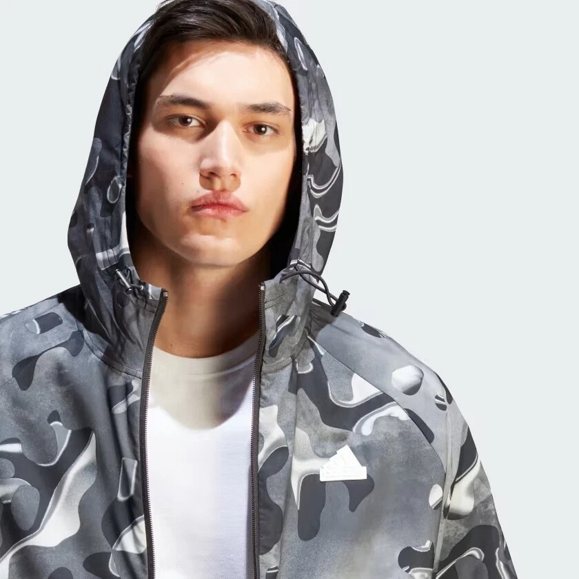 Áo Khoác Adidas Chính Hãng - Future Icons Allover Print Full-Zip Hoodie - Màu Đen | JapanSport IJ8843