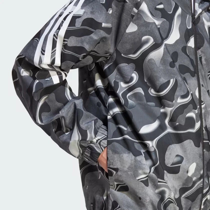 Áo Khoác Adidas Chính Hãng - Future Icons Allover Print Full-Zip Hoodie - Màu Đen | JapanSport IJ8843