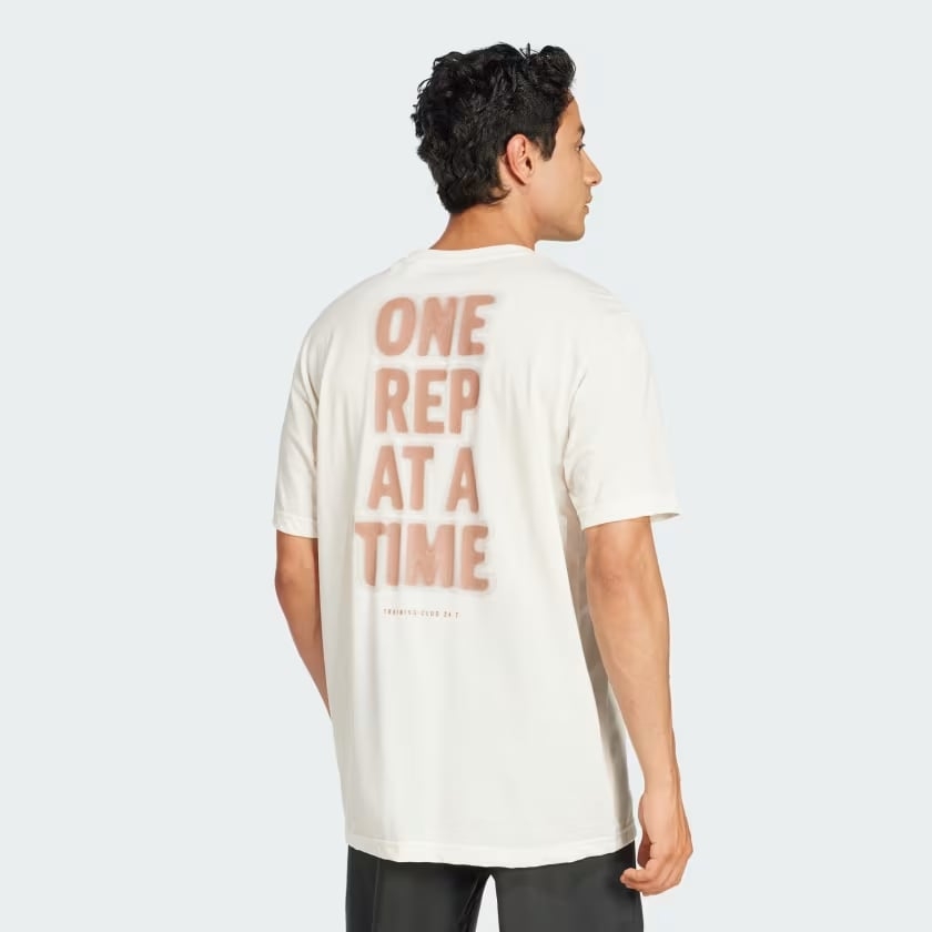 Áo Phông Adidas Nam Chính Hãng - Graphic One Rep at a Time Climacool - Màu sữa | JapanSport JJ1447