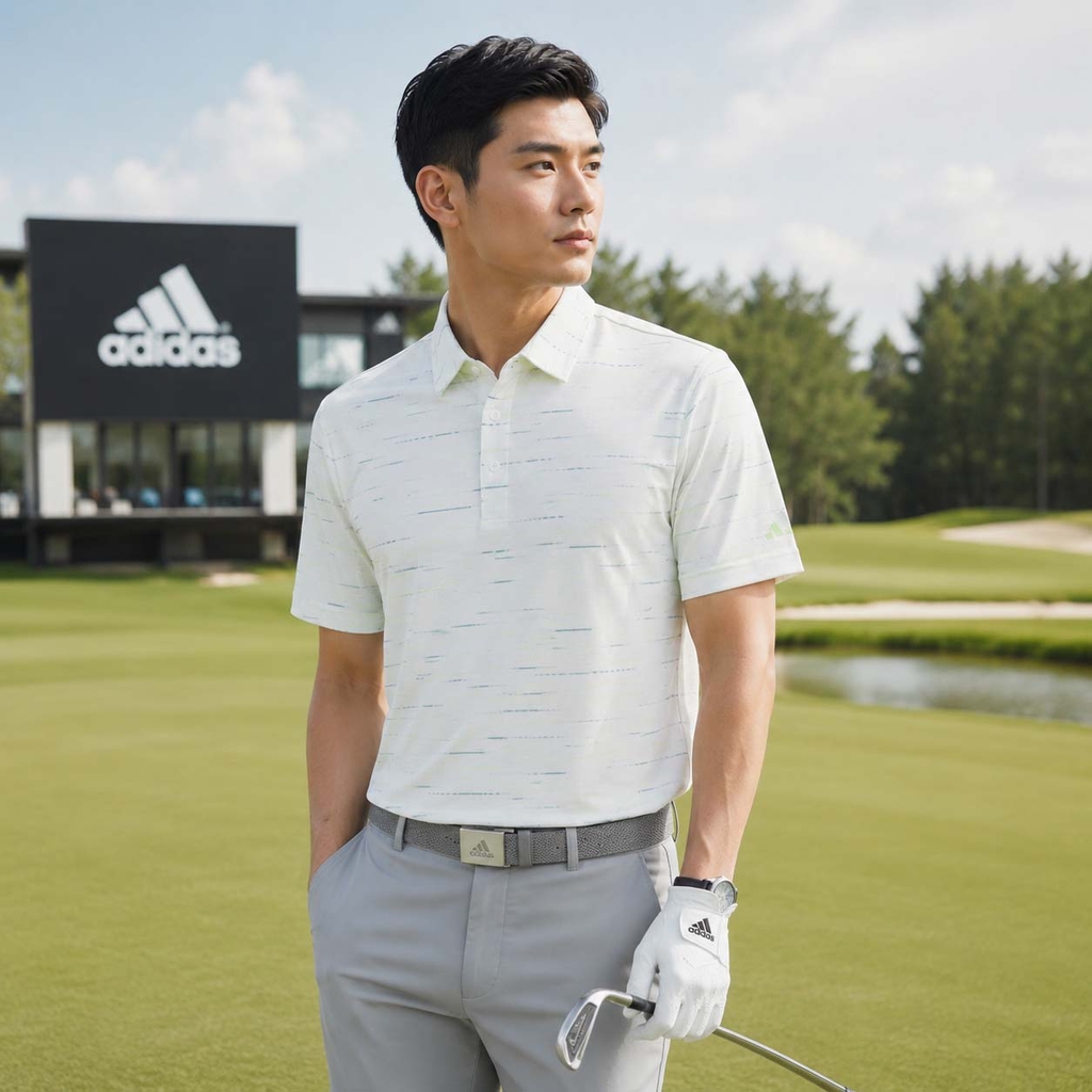 Áo Polo Adidas Chính Hãng -  Men's Ultimate365 Mesh Glimmer Print - Màu Trắng | JapanSport JL5275