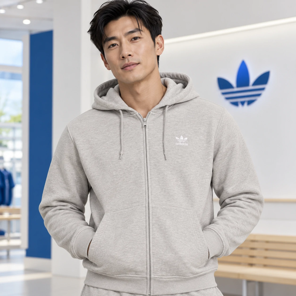 Bộ thể thao Nam Adidas Chính Hãng - Trefoil Essentials Full-Zip - Màu xám | JapanSport JY6167 JY6194
