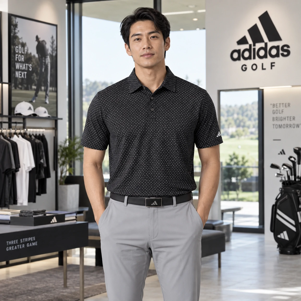 Áo Polo Golf Adidas Nam Chính Hãng - ULTIMATE365+ MICRO PRINT - Màu đen | JapanSport KB3726