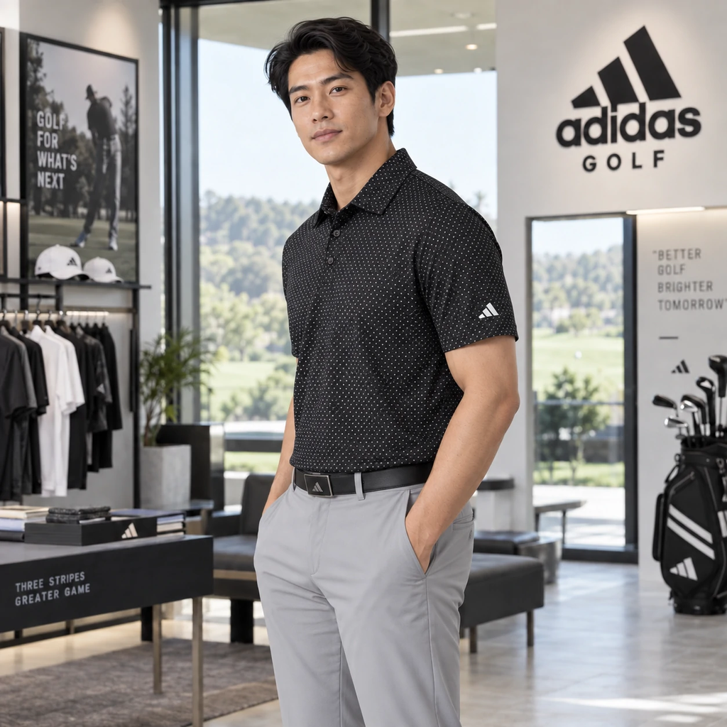 Áo Polo Golf Adidas Nam Chính Hãng - ULTIMATE365+ MICRO PRINT - Màu đen | JapanSport KB3726