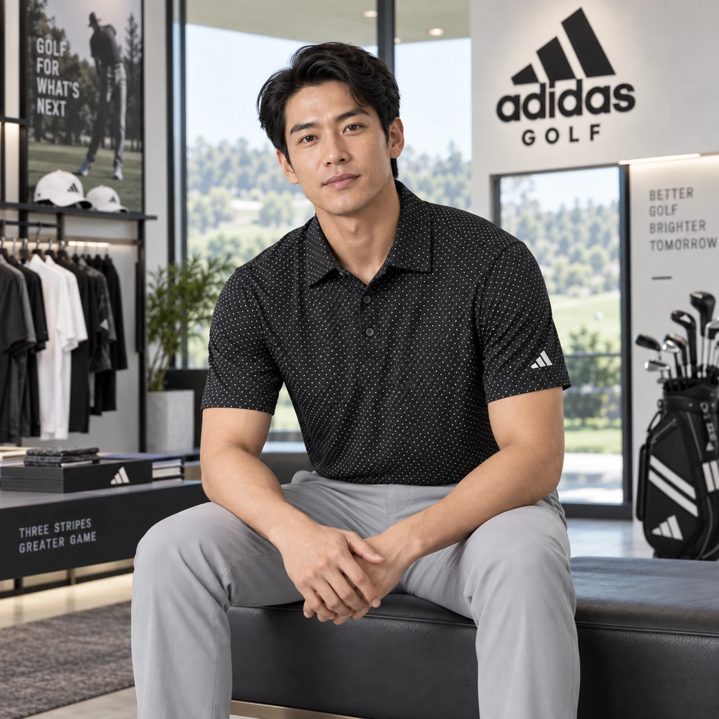 Áo Polo Golf Adidas Nam Chính Hãng - ULTIMATE365+ MICRO PRINT - Màu đen | JapanSport KB3726