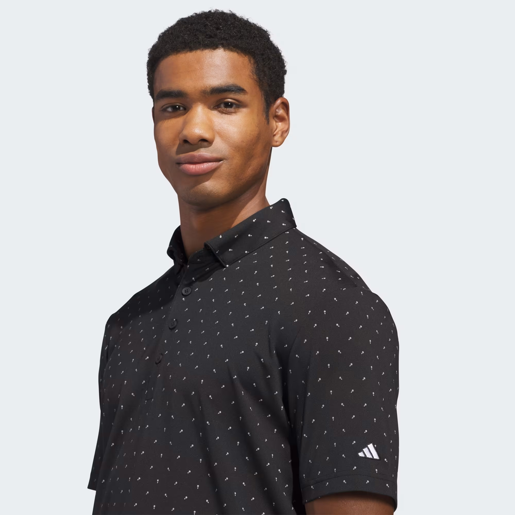 Áo Polo Golf Adidas Nam Chính Hãng - ULTIMATE365+ MICRO PRINT - Màu đen | JapanSport KB3726