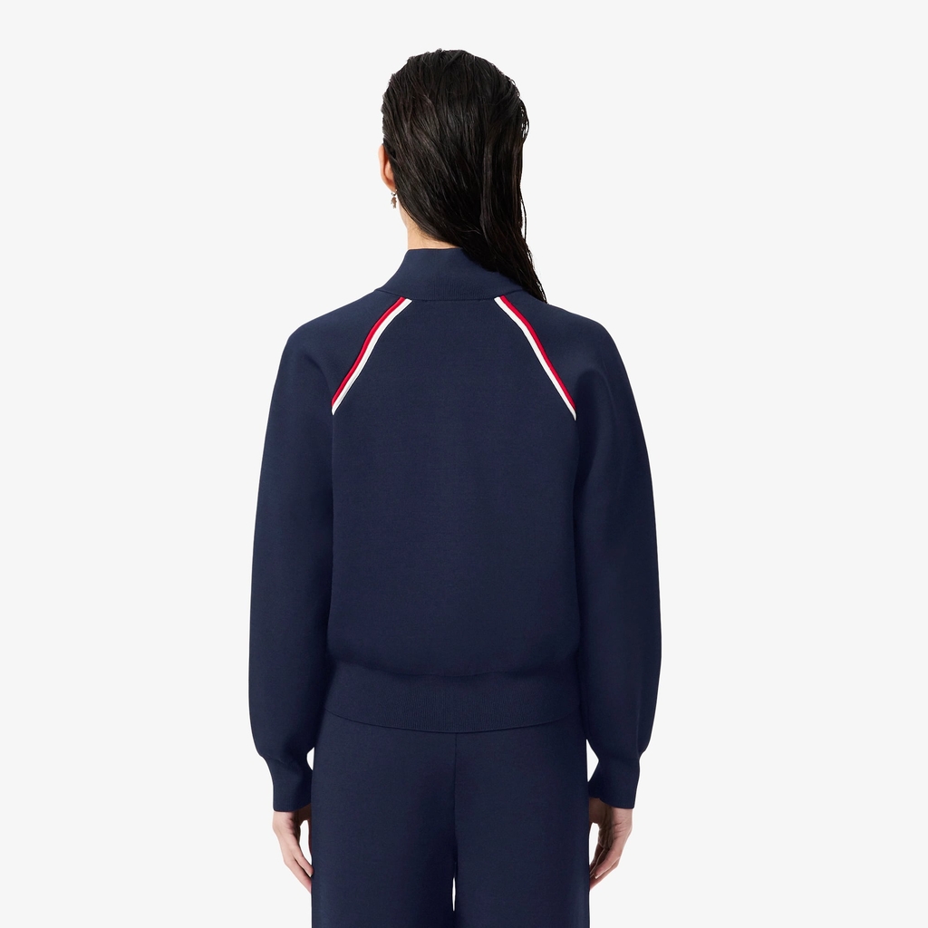 Áo Khoác Lacoste Chính Hãng - High-Neck Zip Front Double Face Sweater - Màu Navy | JapanSport  AF0243-51-J7E