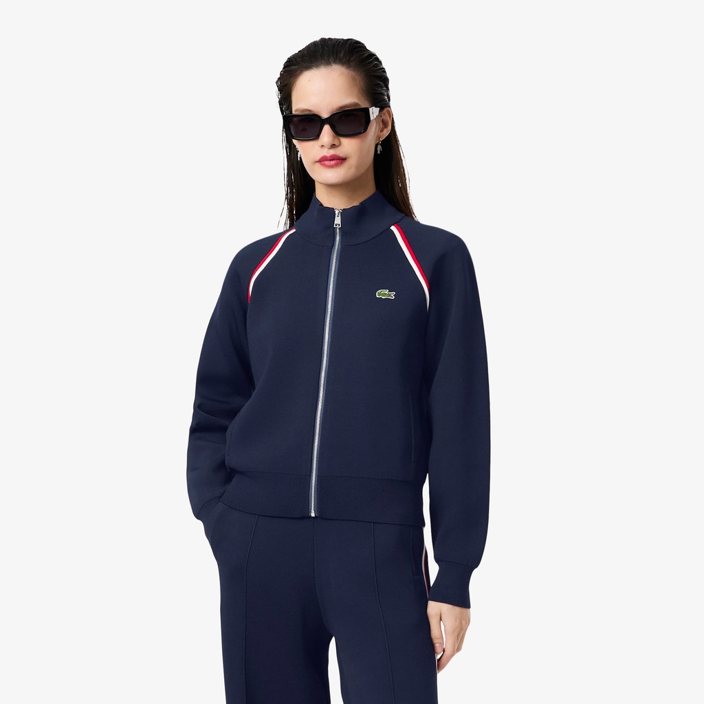 Áo Khoác Lacoste Chính Hãng - High-Neck Zip Front Double Face Sweater - Màu Navy | JapanSport  AF0243-51-J7E