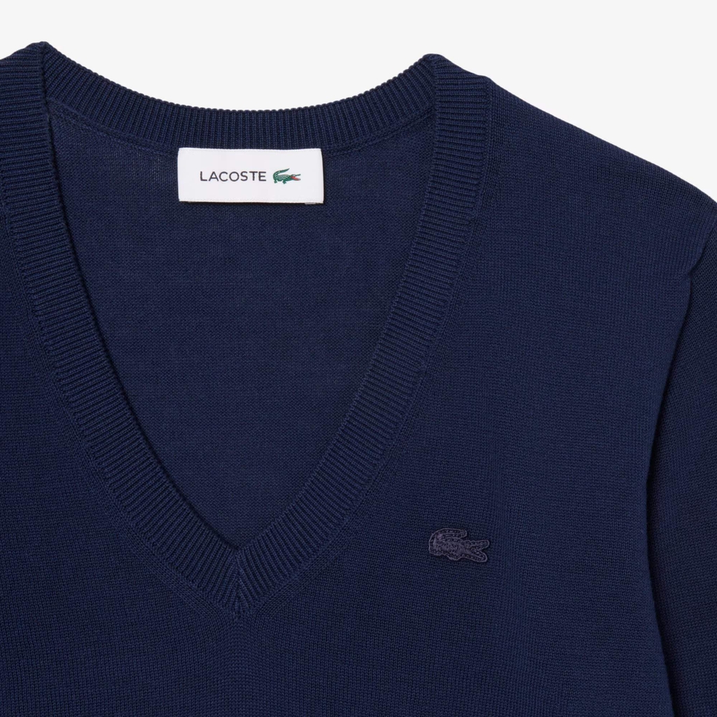 Áo Phông Lacoste nữ Chính hãng - Seamless Knit V Neck Sweater - Màu Navy | JapanSport AF3964-51-166