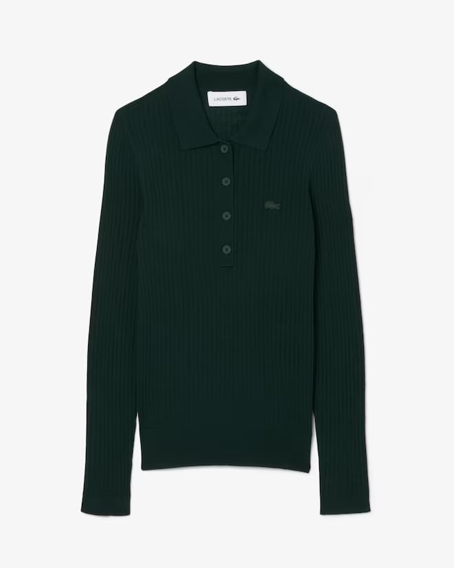 Áo Polo Lacoste nữ Chính hãng - Wool Jersey Polo Collar Sweater - Màu Xanh | JapanSport AF4006-51-YZP