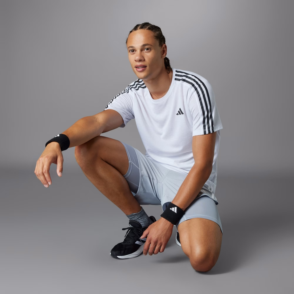 Áo Phông Adidas Nam Chính Hãng - Own the Run 3-Stripes Tee - Màu Trắng  | JapanSport IQ3835