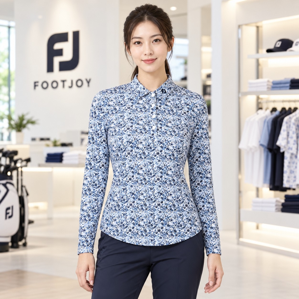 Áo Polo Nữ Foot joy Chính Hãng - Women’s Watercolor Floral Print Long Sleeve Shirt - Màu Trắng | JapanSport 38643 FJW-F25-S01