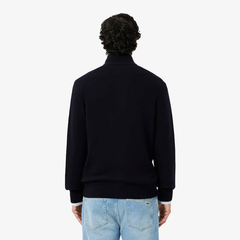 Áo Khoác Lacoste Chính hãng - Men's Wool Zip-Up Sweater - Màu Navy | JapanSport AH5181-51-166
