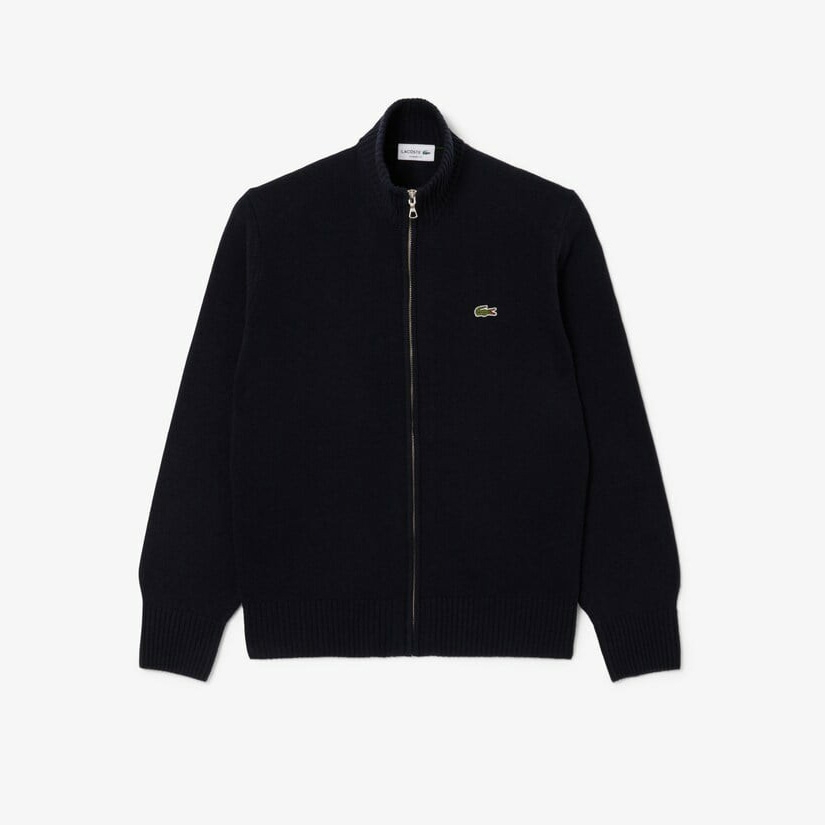 Áo Khoác Lacoste Chính hãng - Men's Wool Zip-Up Sweater - Màu Navy | JapanSport AH5181-51-166