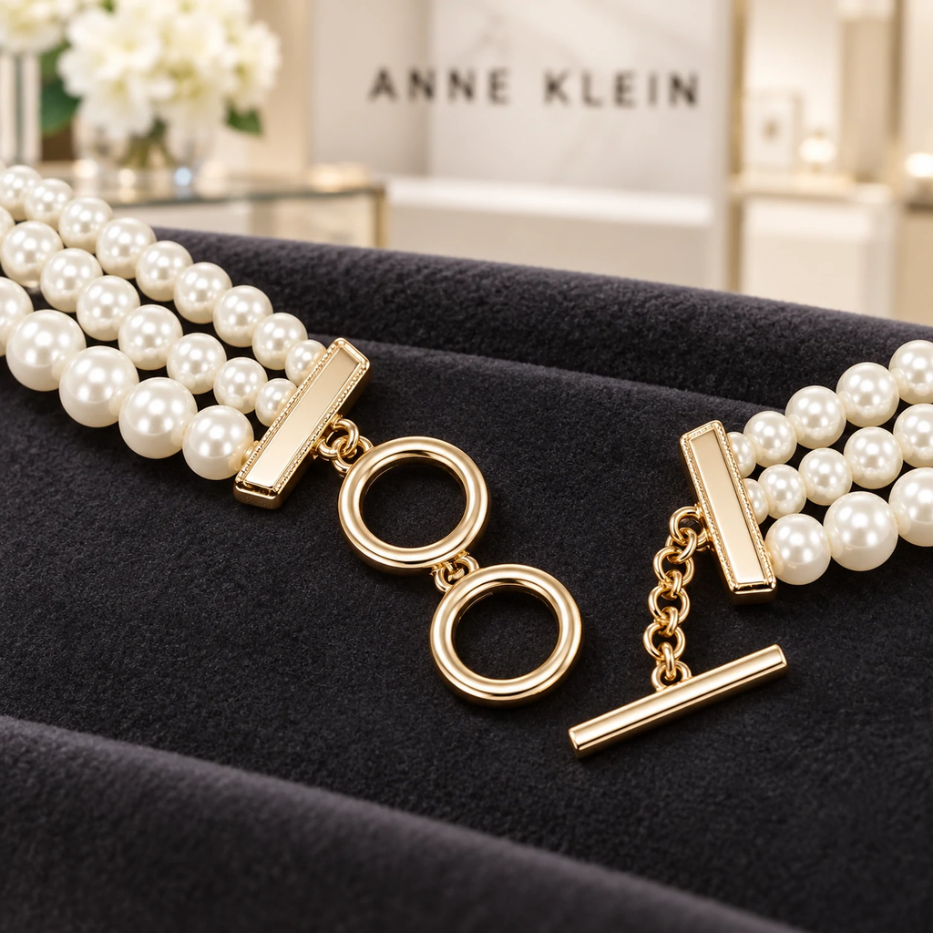 Vòng giả ngọc trai Nữ Anne Klein Chính Hãng - Giả Ngọc Trai 3 Tầng, Tông Vàng Sang Trọng | JapanSport  60507451