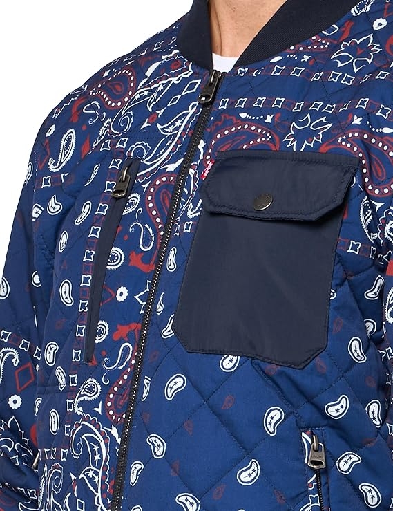 Áo Khoác Levi's Chính Hãng - Diamond Quilted Bomber Jacket - Màu xanh | JapanSport LM2MP433-Blue