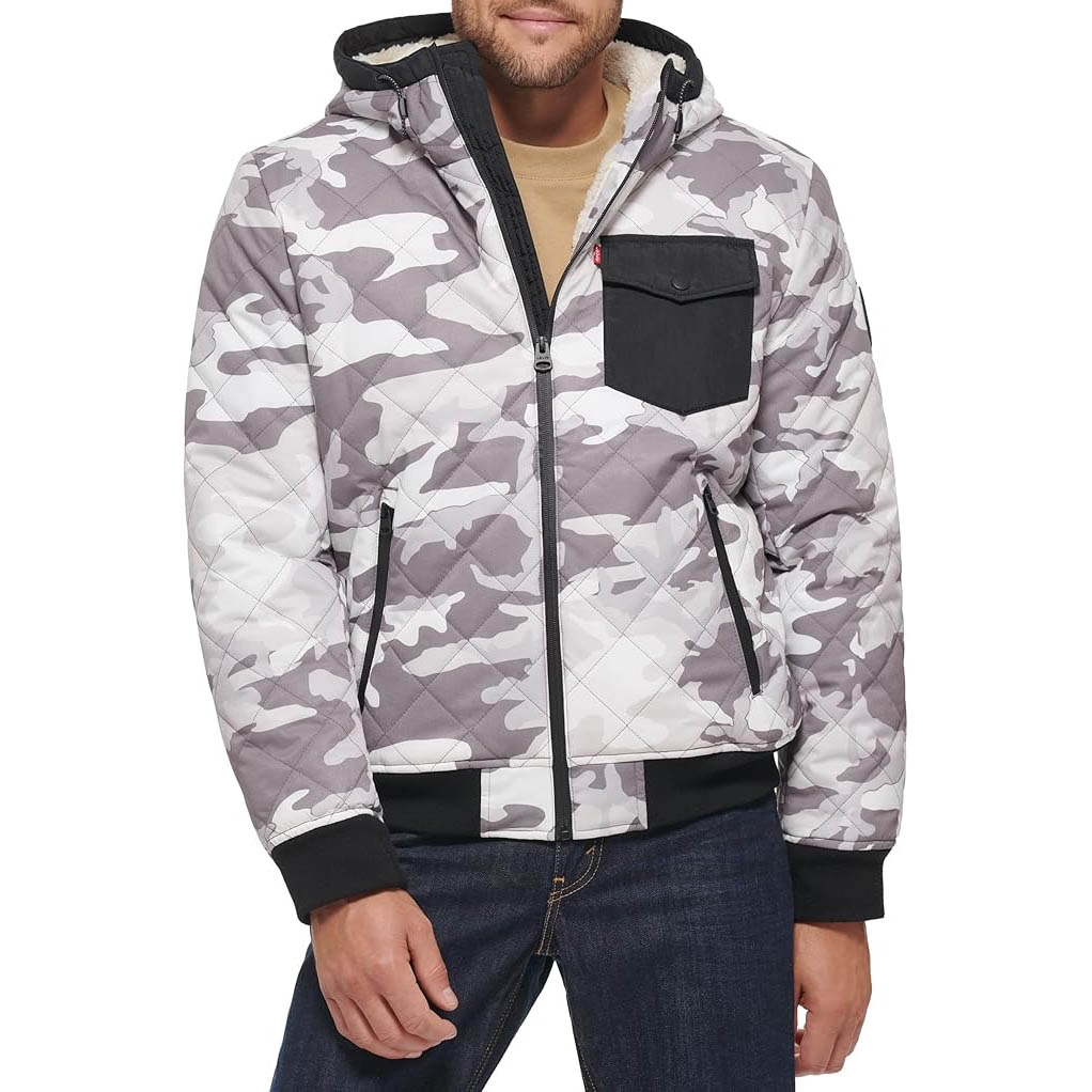 Áo Khoác Levi's Chính Hãng - Diamond Quilted Sherpa Lined Bomber Jacket - Màu Kem | JapanSport LM1RN592-4w1