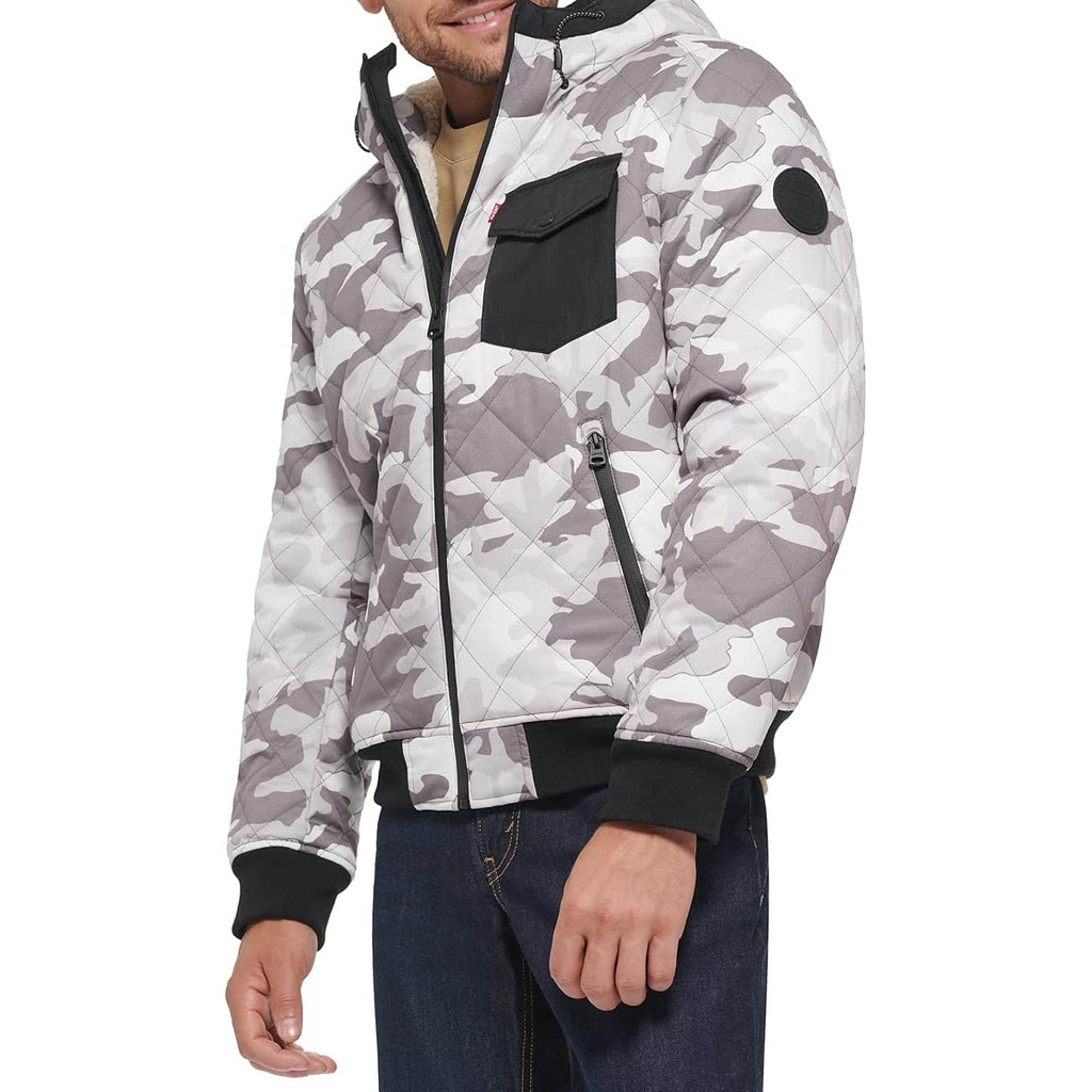 Áo Khoác Levi's Chính Hãng - Diamond Quilted Sherpa Lined Bomber Jacket - Màu Kem | JapanSport LM1RN592-4w1