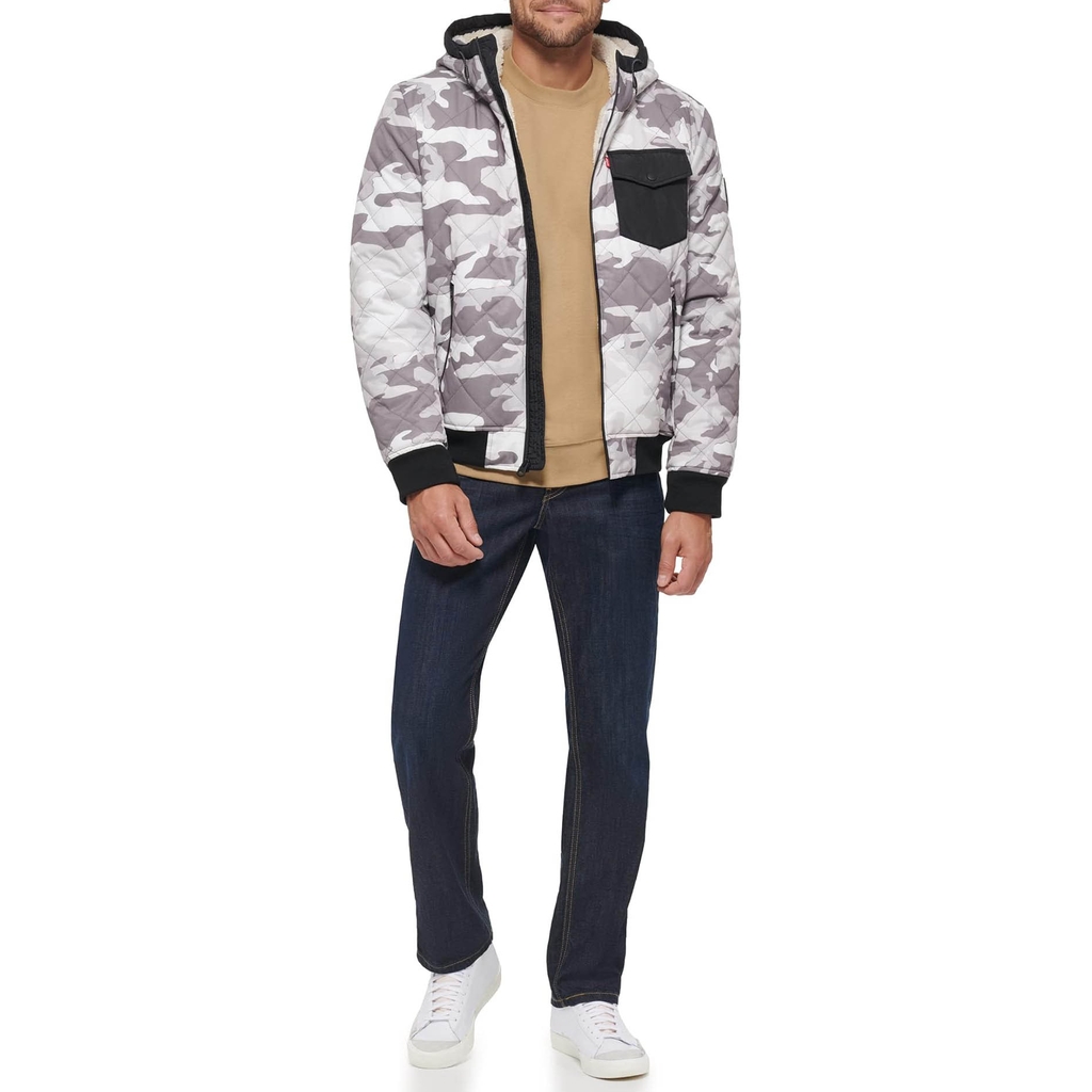Áo Khoác Levi's Chính Hãng - Diamond Quilted Sherpa Lined Bomber Jacket - Màu Kem | JapanSport LM1RN592-4w1