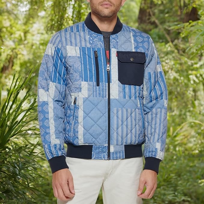 Áo Khoác Levi's Chính Hãng - Quilted Open Bottom Bomber - Màu xanh | JapanSport LM2RP433-lin