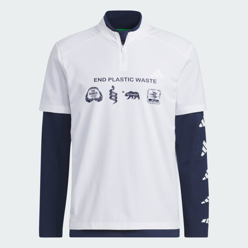 Áo Dài Tay Golf Adidas Nam Chính Hãng - Play Green AEROREADY 2-in-1 - Màu Trắng/Xanh| JapanSport HY0964