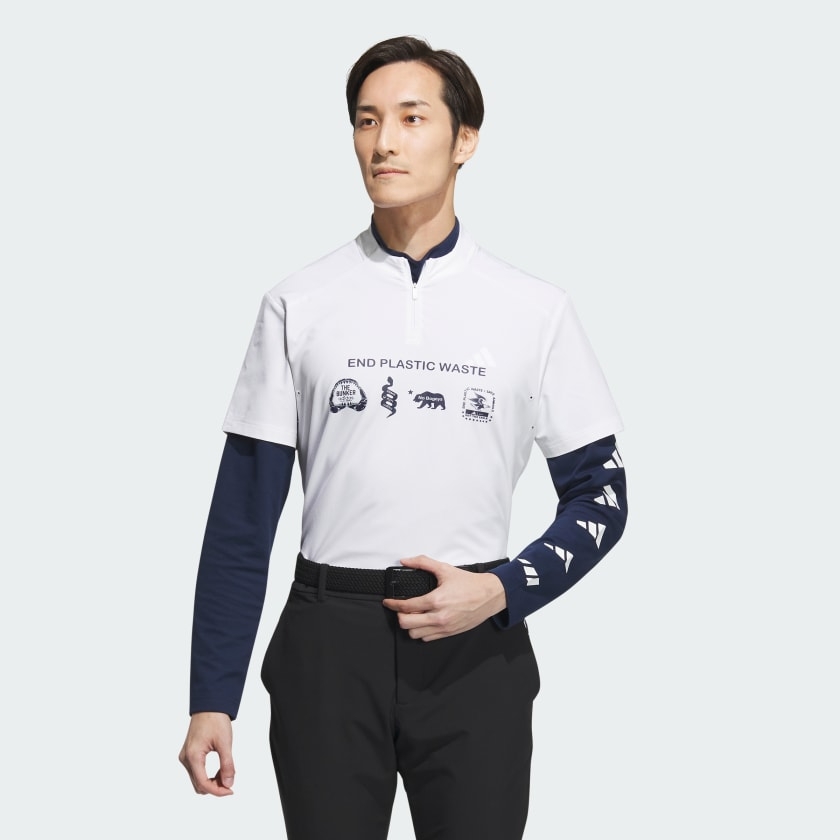 Áo Dài Tay Golf Adidas Nam Chính Hãng - Play Green AEROREADY 2-in-1 - Màu Trắng/Xanh| JapanSport HY0964
