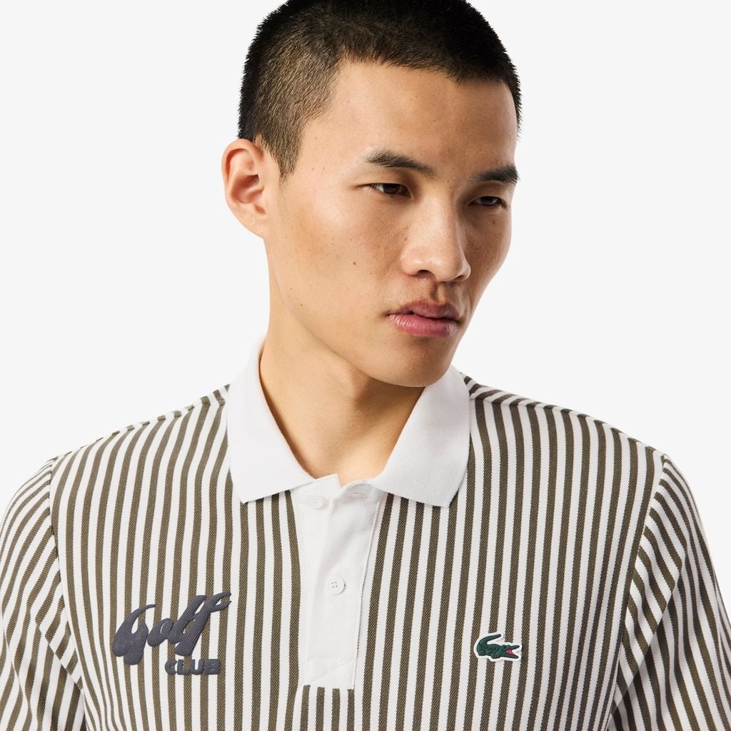 Áo Polo Golf Lacoste Nam Chính hãng -  Dáng Rộng Sọc Điều Hòa Nhiệt Độ - Màu Xanh | JapanSport DH4803-51-J1Y