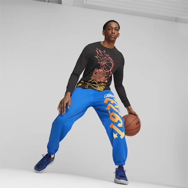 Áo Dài Tay Nam Chính Hãng - Men's Basketball Wear Blue Print Graphic Long Sleeve T-Shirt - Đen | JapanSport 622102-01