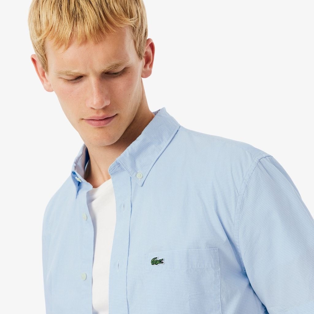 Áo Polo Lacoste Chính hãng - Gingham Fit Short-Sleeve Shirt - Màu Xanh | JapanSport CH5622-51-F6Z