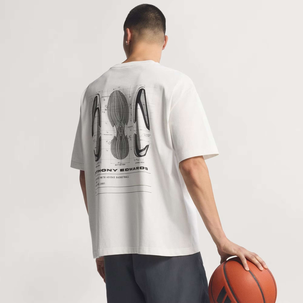 Áo Phông Adidas Chính hãng - ÁO THUN ANTHONY EDWARDS GFX SCHEMATIC - Màu Trắng | JapanSport KB7256