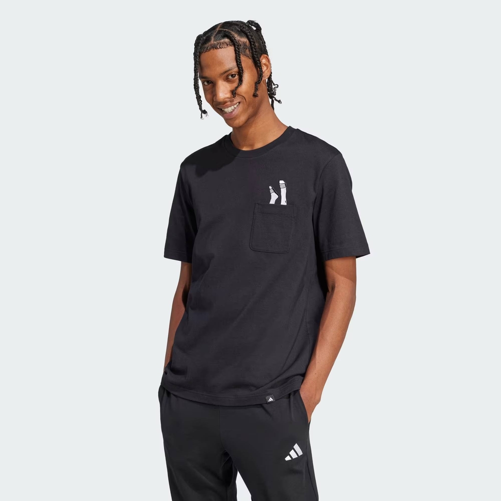 Áo Phông Adidas Nam Chính Hãng - Áo Thun Có Túi Lounge – Graphic Dép adidas - Màu Đen | JapanSport JC5283