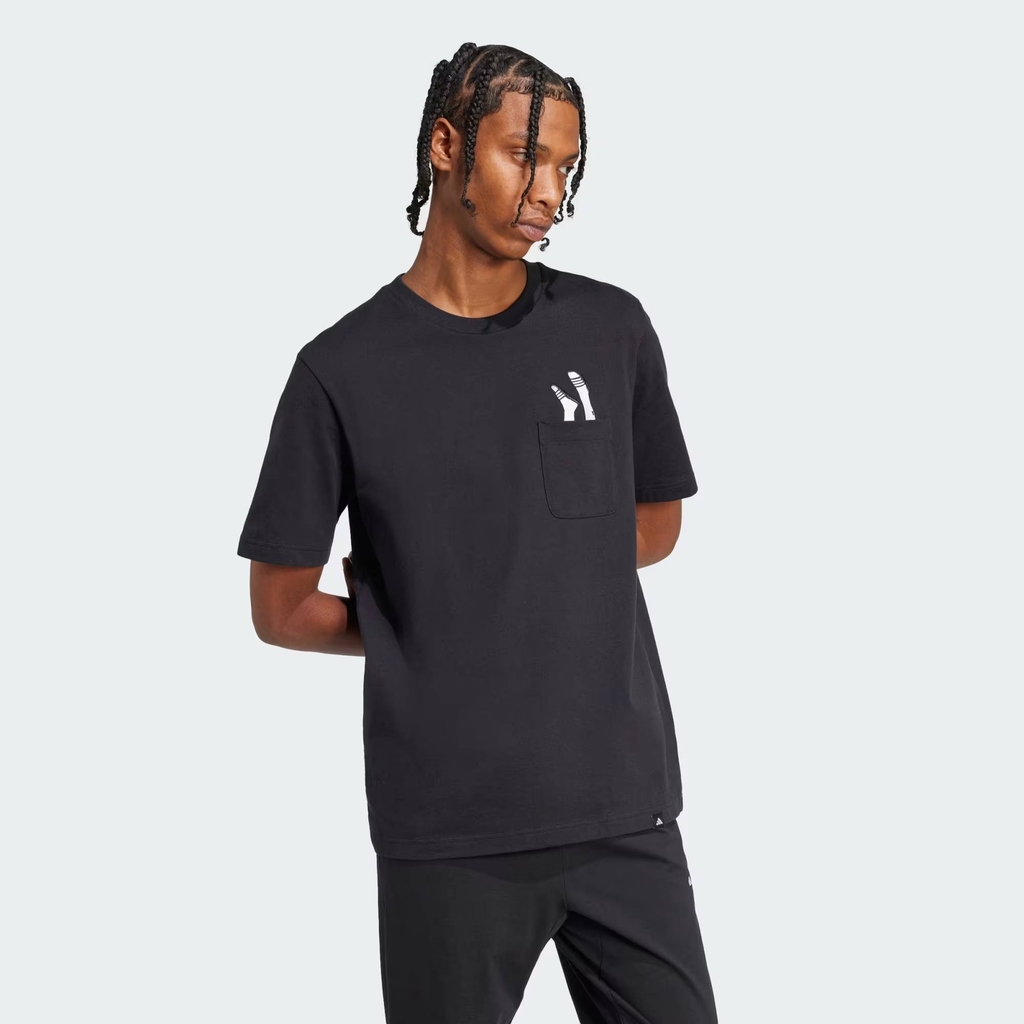 Áo Phông Adidas Nam Chính Hãng - Áo Thun Có Túi Lounge – Graphic Dép adidas - Màu Đen | JapanSport JC5283