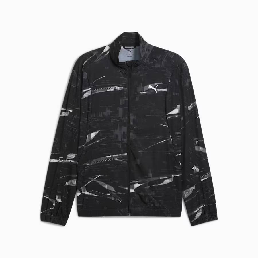 Áo Khoác Puma Chính Hãng - Running Velocity AOP Jacket Men's Running Wear Jersey - Màu Đen | JapanSport 528234-01