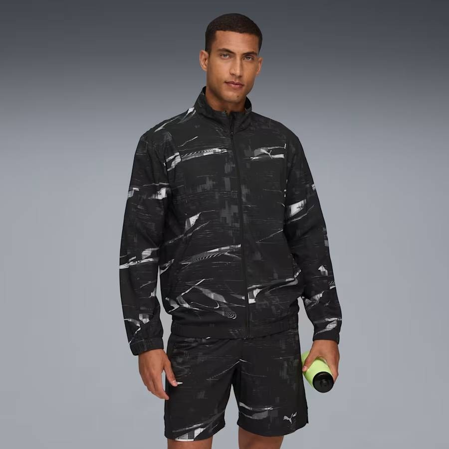 Áo Khoác Puma Chính Hãng - Running Velocity AOP Jacket Men's Running Wear Jersey - Màu Đen | JapanSport 528234-01