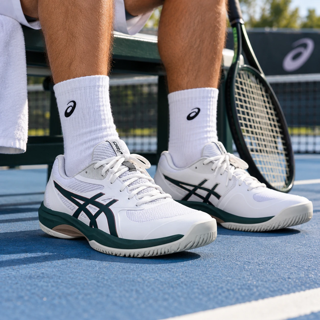 Giày Tennis Asics Nam Chính hãng - GAME FF | Nam | White/Saxon Green | JapanSport 1041A489-100