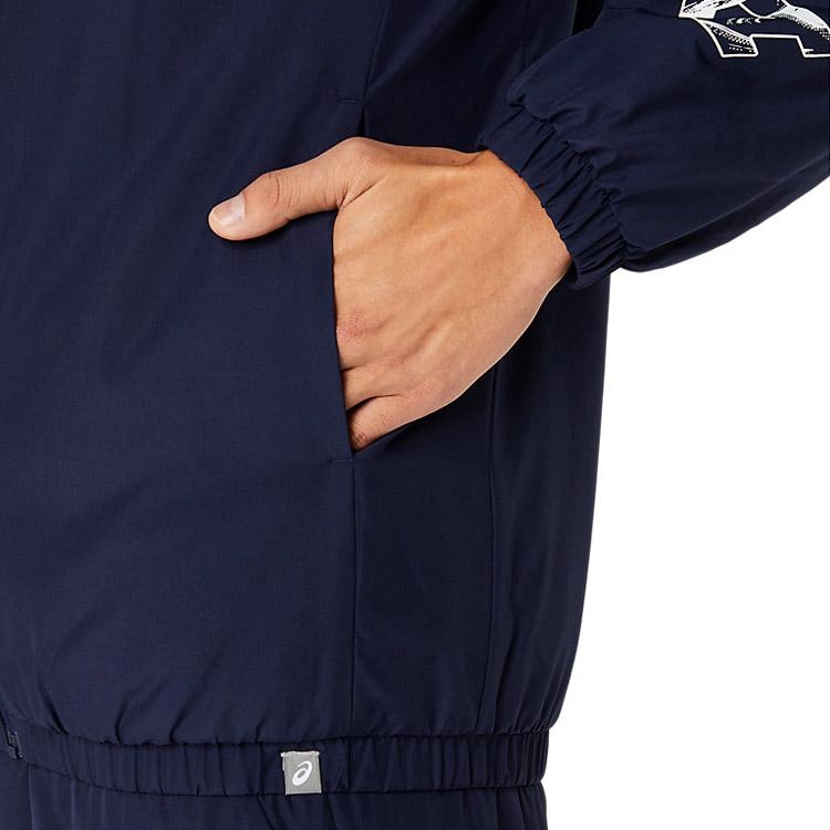 Áo Khoác Asics Chính Hãng - Asics Hex Graphic Padded Windbreaker Hoodie - Navy | JapanSport 2031E238-402