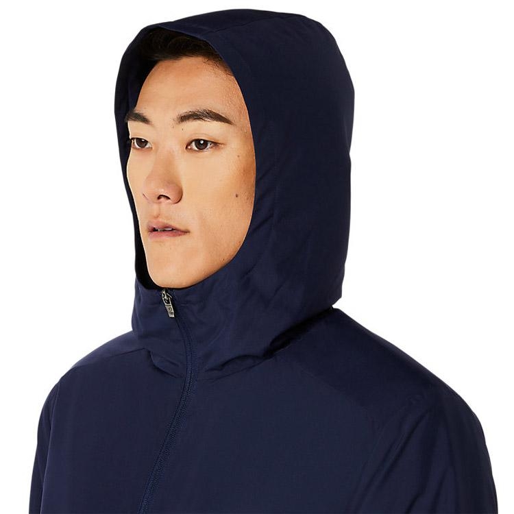 Áo Khoác Asics Chính Hãng - Asics Hex Graphic Padded Windbreaker Hoodie - Navy | JapanSport 2031E238-402