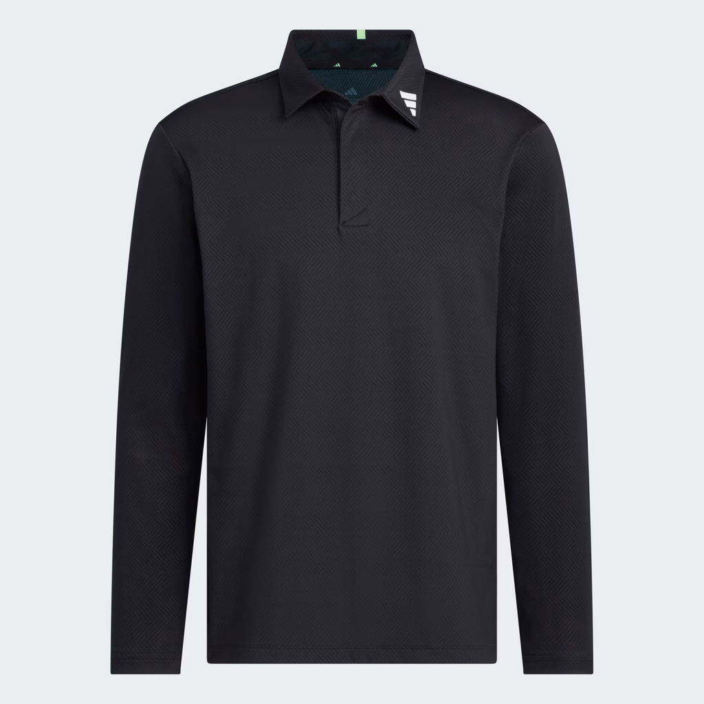 Áo Dài Tay Adidas Nam Chính Hãng - Jacquard Polo Long Sleeve - Màu Đen | JapanSport JN1238