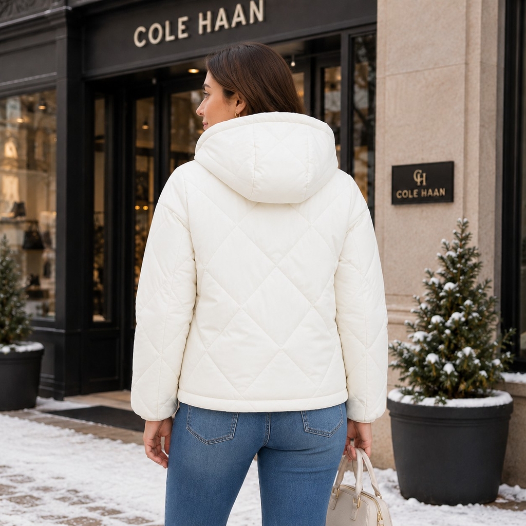 Áo Khoác Cole Haan Nữ Chính Hãng - Women's Essential Diamond Quilted Jacket - Màu Trắng | JapanSport 352MD475-IVY