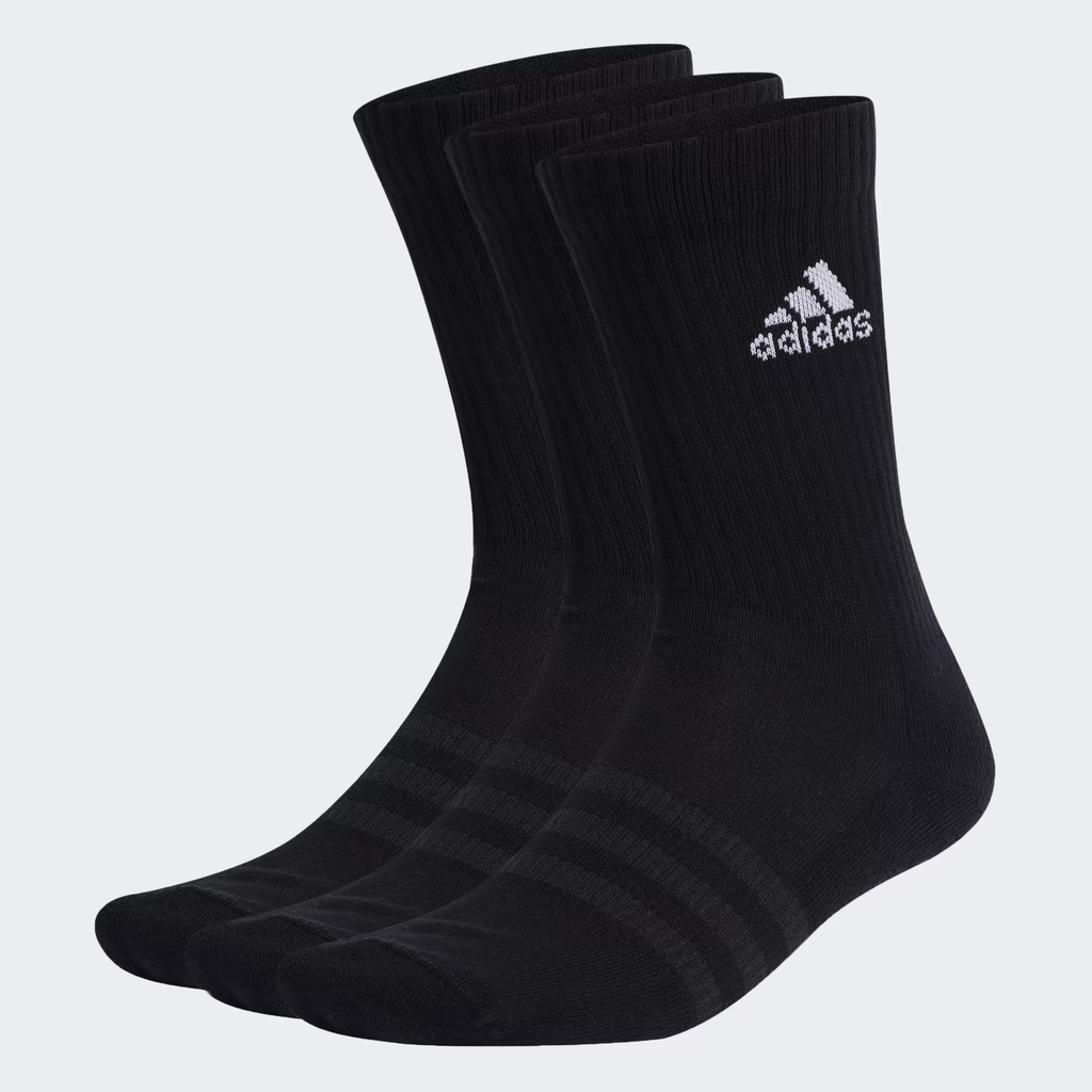 Set Tất Adidas Chính Hãng - Cushioned Crew Socks 3 Pairs - Màu Đen | JapanSport IC1310