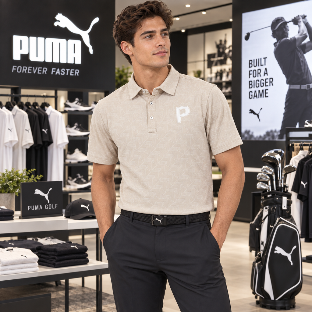 Áo Polo Golf Puma Nam Chính Hãng - Golf P Polo Jacquard - Màu Nâu | JapanSport  627644-02