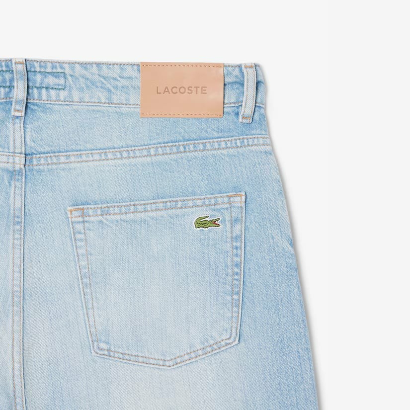 Quần Dài Lacoste Chính hãng - 5 Pocket Straight Cut Indigo Jeans - Màu Xanh Trắng | JapanSport HH2321-51-MKU