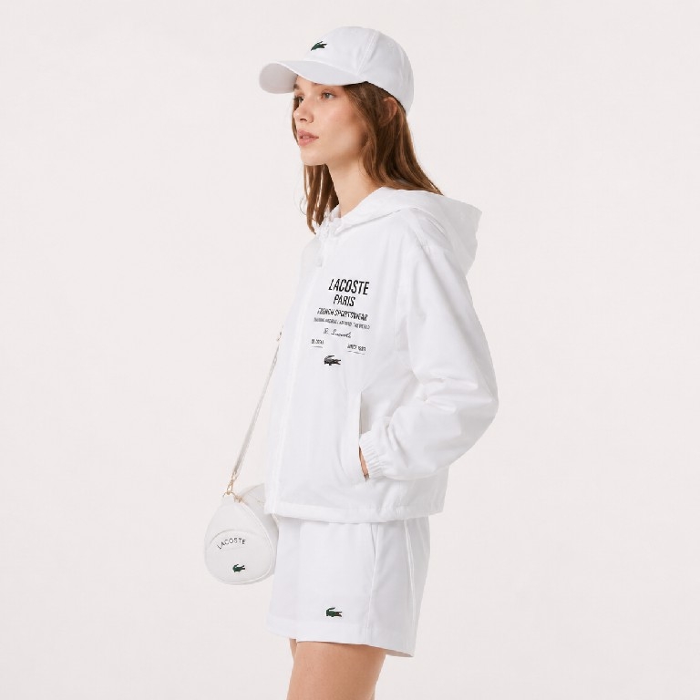 Áo Khoác Lacoste Chính hãng - Cropped Zip-Up Hooded Jacket - Màu Trắng | JapanSport BF9824-51-001