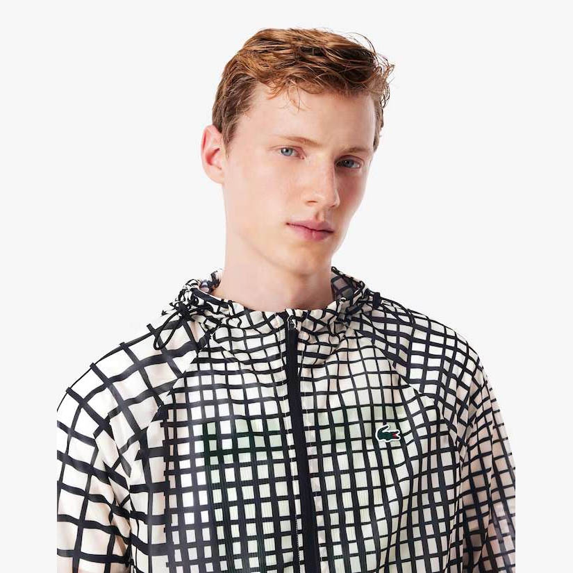 Áo Khoác Lacoste Chính hãng - Men's Lightweight Crocodile Print Sport Jacket - Màu Trắng/Đen | JapanSport BH8918-51-AJ8