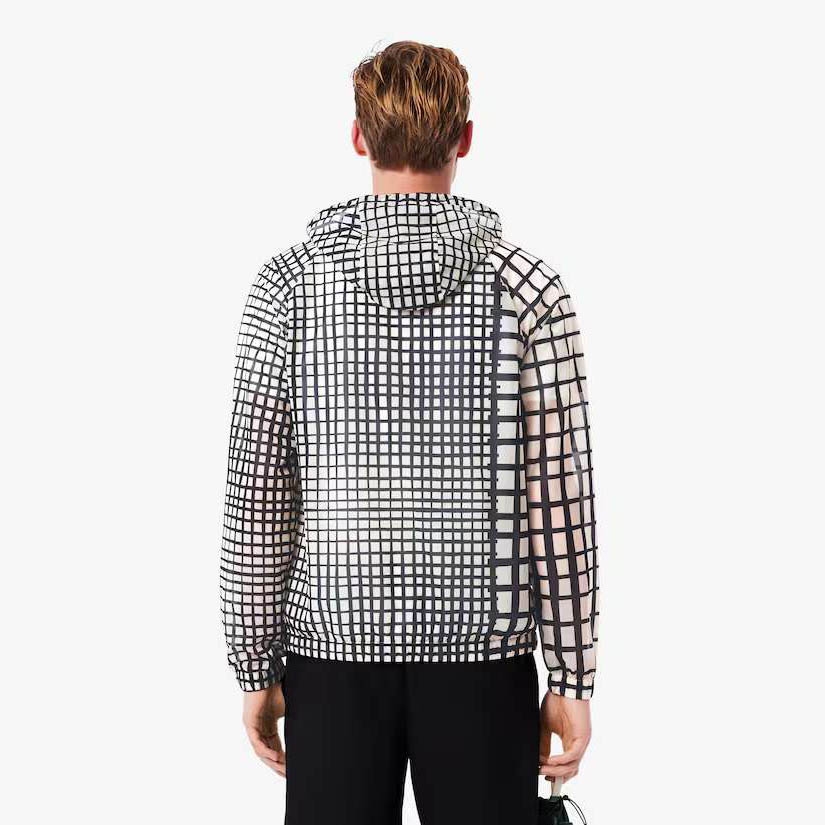 Áo Khoác Lacoste Chính hãng - Men's Lightweight Crocodile Print Sport Jacket - Màu Trắng/Đen | JapanSport BH8918-51-AJ8