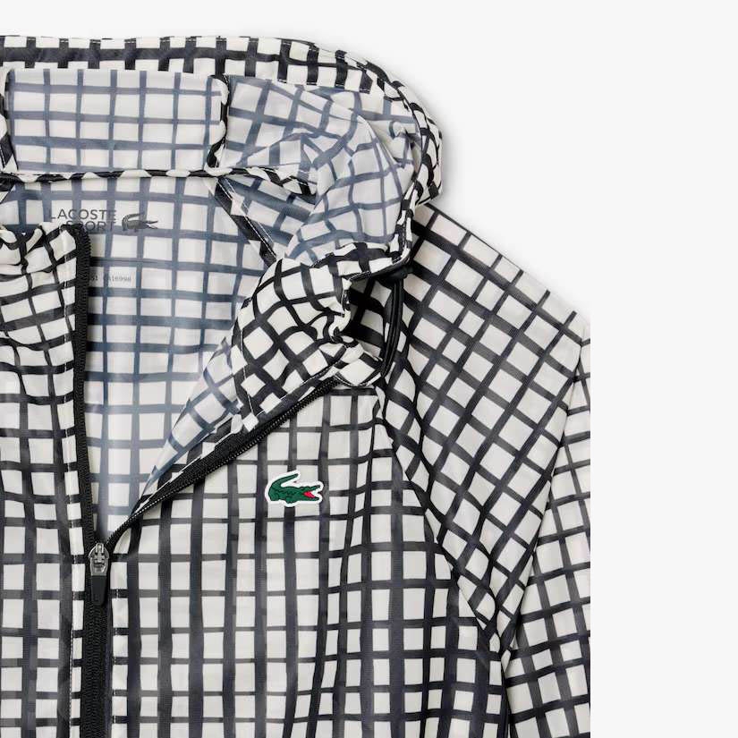 Áo Khoác Lacoste Chính hãng - Men's Lightweight Crocodile Print Sport Jacket - Màu Trắng/Đen | JapanSport BH8918-51-AJ8