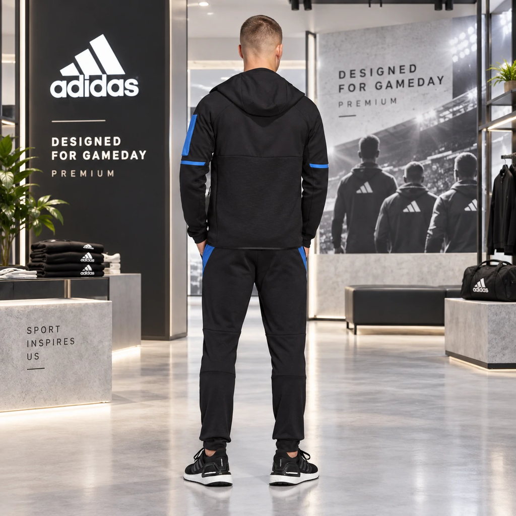 Bộ thể thao nam Adidas Chính Hãng - DESIGNED FOR GAMEDAY- Xanh/Đen | JapanSport HG5861+HG5863