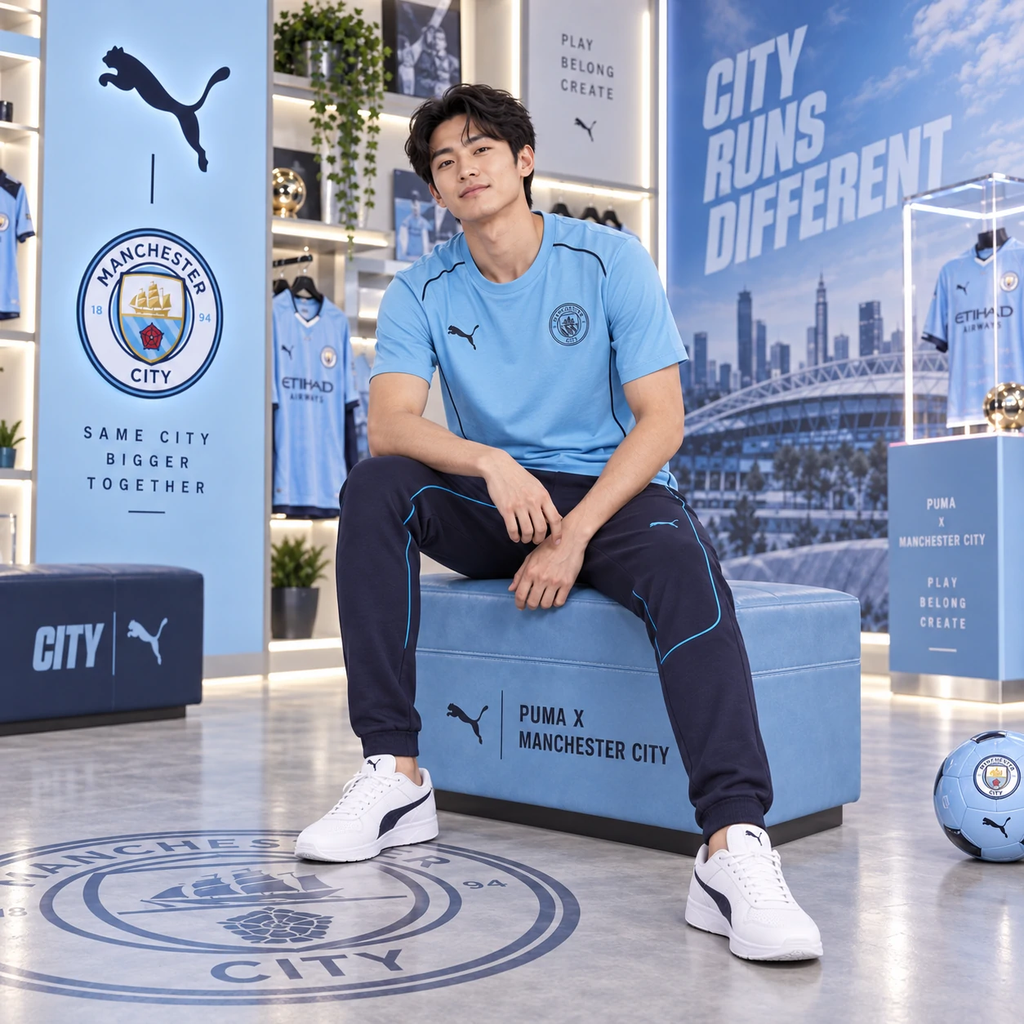 Bộ Thể Thao PUMA Nam Chính Hãng - Manchester City MCFC - Màu Xanh/navy | JapanSport 777569-31+777566-32