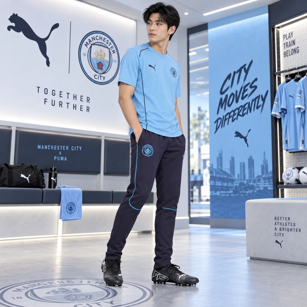 Bộ Thể Thao PUMA Nam Chính Hãng - Manchester City MCFC - Màu Xanh/navy | JapanSport 777569-31+777566-32