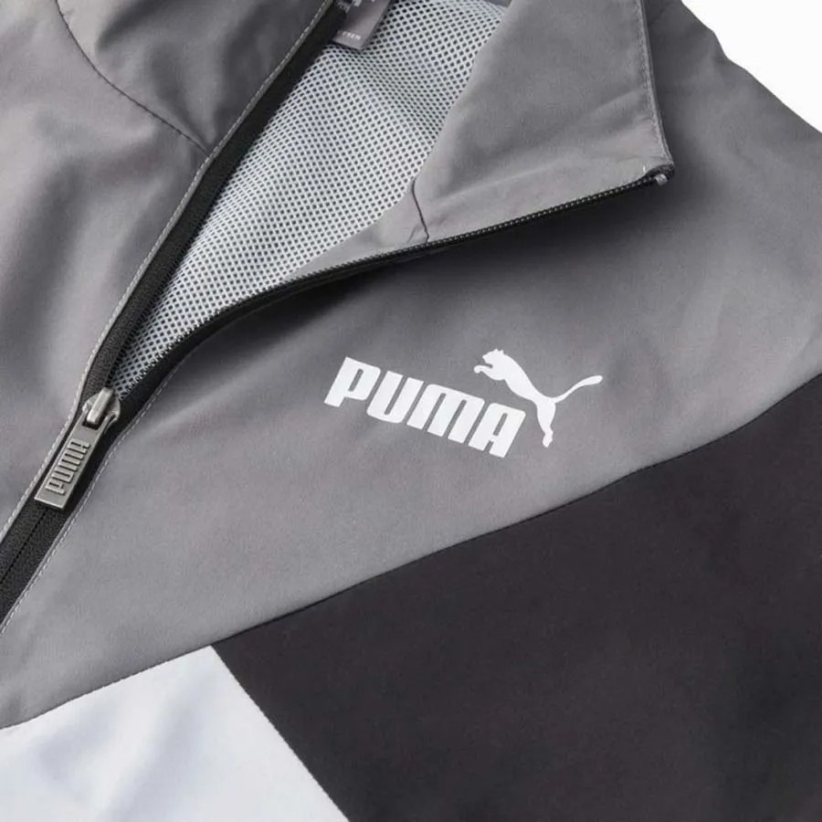 Bộ thể thao Puma Nam Chính Hãng - Woven Track Jersey Top And Bottom - Màu Đen/ Xám | JapanSport 672503-01