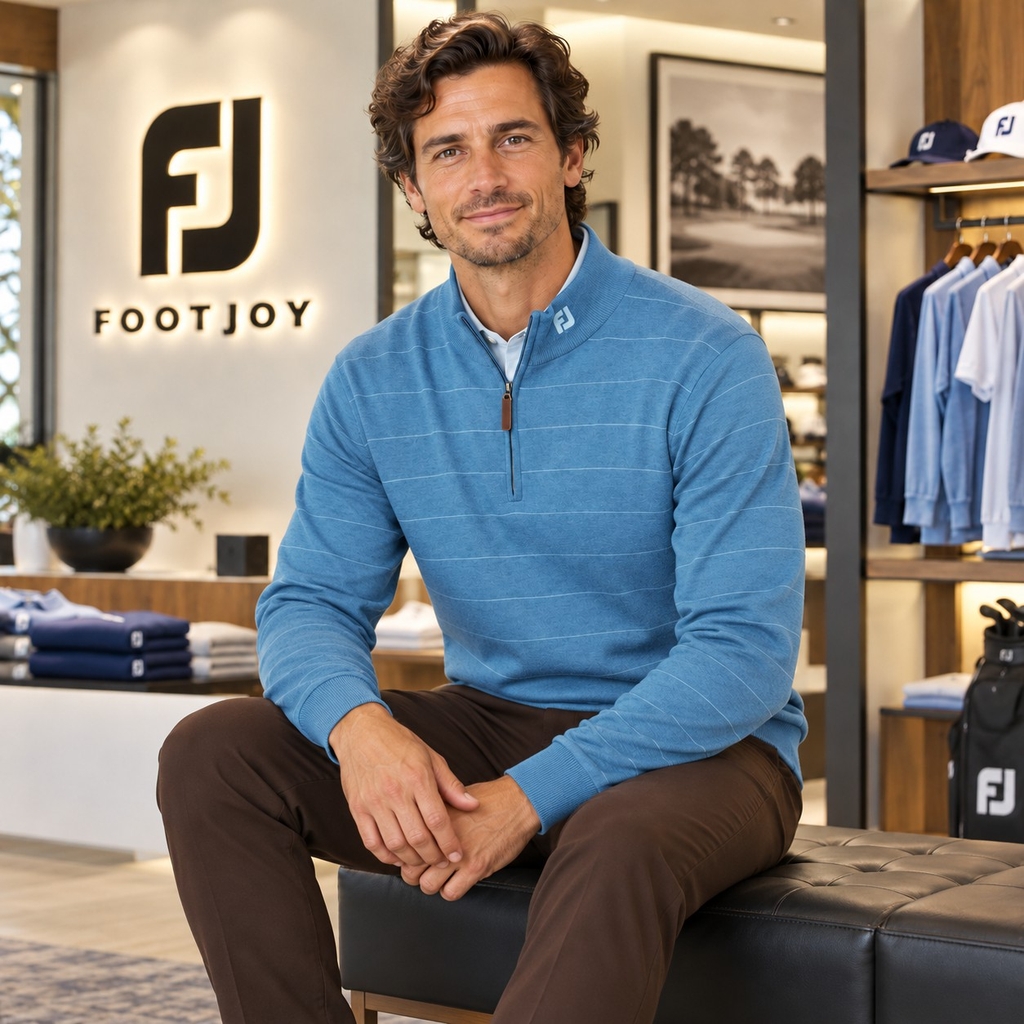 Áo Dài Tay FOOTJOY Chính Hãng -Wool Heather Quarter-Zip Sweater- Màu Xanh | JapanSport 38568 FJ-F25-M12